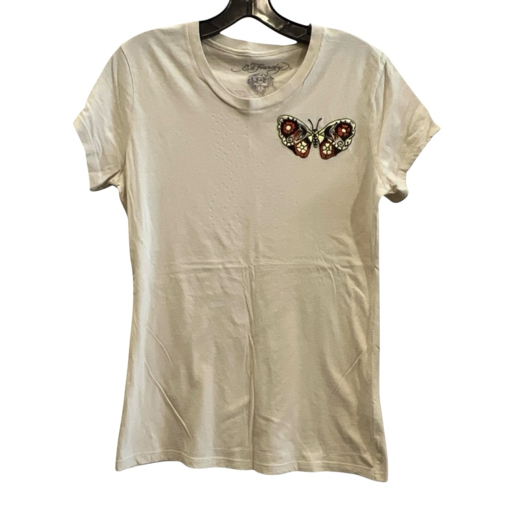Ed Hardy Y2K/Vintage Early 2000s Graphic-Tee Tan Tee